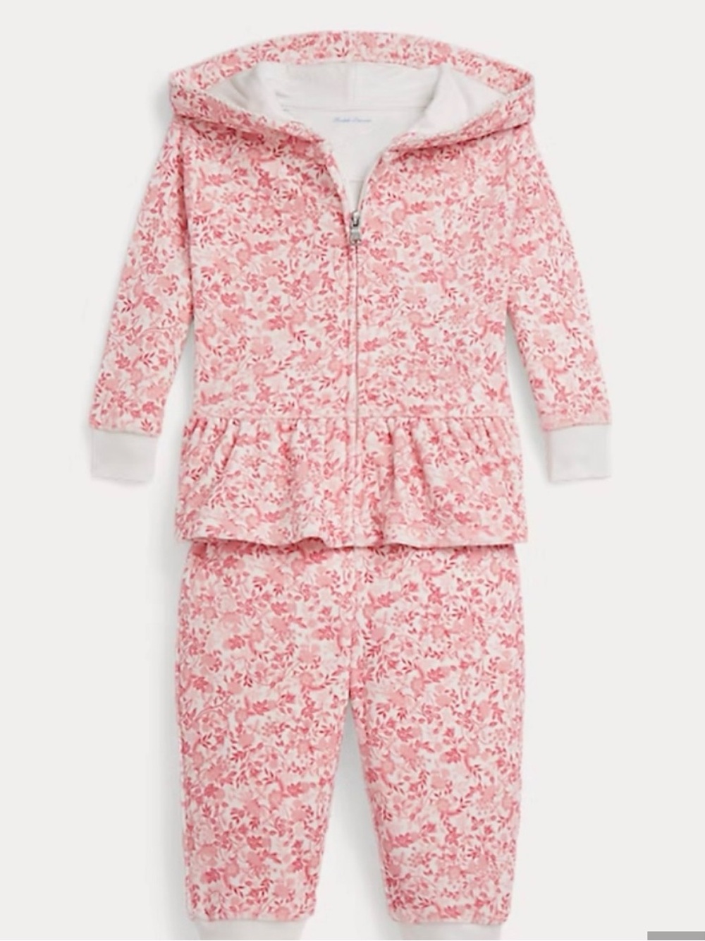 Ralph Lauren Terry Pink Floral Hoodie & Jogger Set 6m